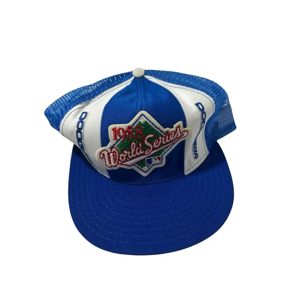Vintage 1988 World Series LA Dodgers Hat Snapback Blue Mesh Champions READ FLAW